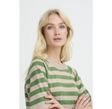 Bymmorla Ss Jumper 2 Artichoke Green/Humus Stripe