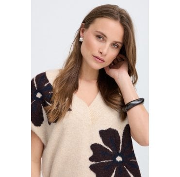 Byomea Vneck Slipover Fig Mel Flower