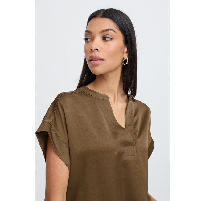 B.YOUNG Byselita V Placket Neck Sepia