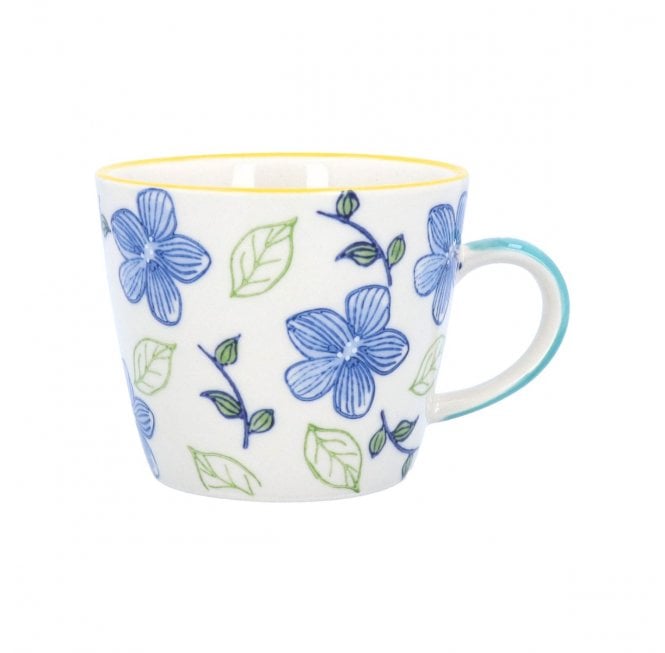Blue Hibiscus Stoneware Mug, (LxWxD) 12.5x9.5x8.3cm