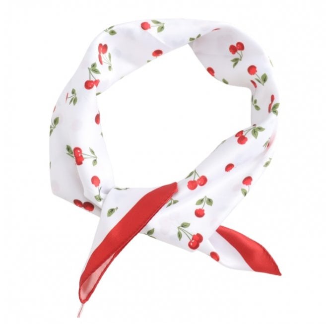 Cherries Square Scarf - Cream