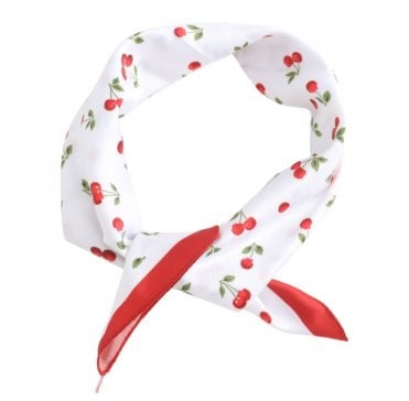 Cherries Square Scarf - Cream