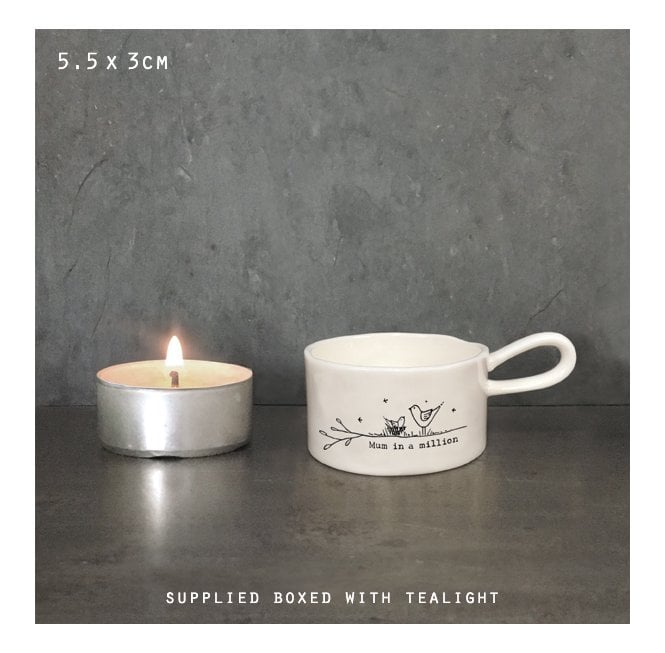 East of India Handled tea light holder-Mum in a million