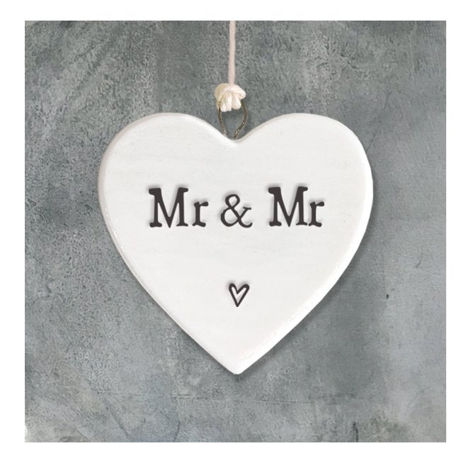 East of India Porcelain Heart - Mr and Mr