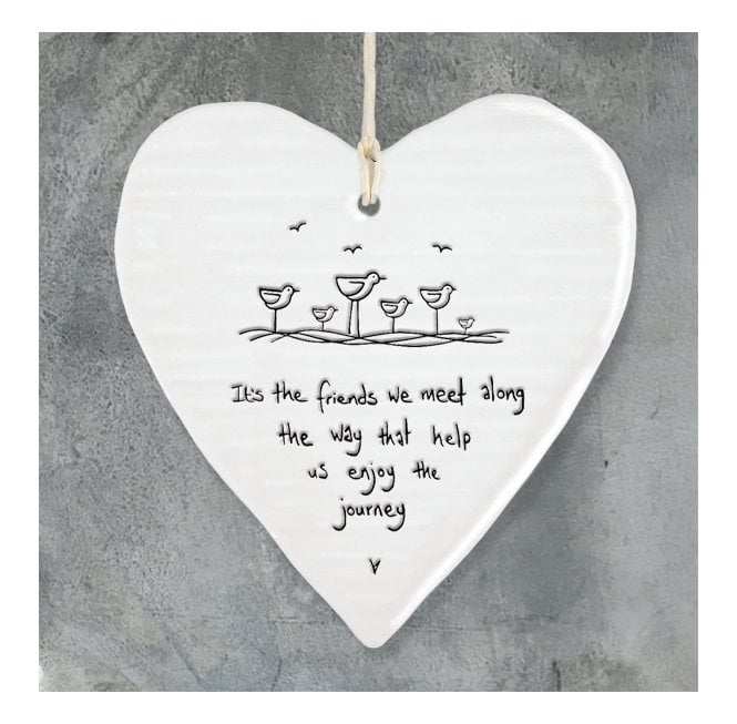 East of India Porcelain Wobbly Heart - Friends we meet