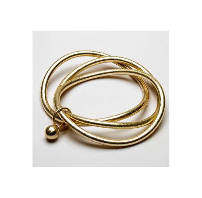Eliza Gracious Triple Wave Bangle with Ball Charm 