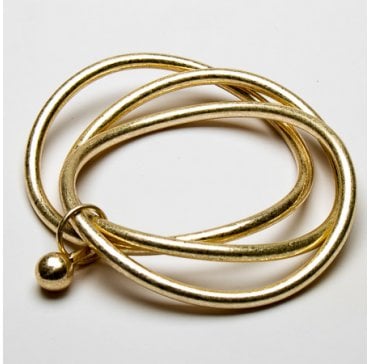 Triple Wave Bangle with Ball Charm 
