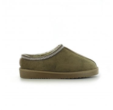 Kelly Faux Fur Slipper - Olive