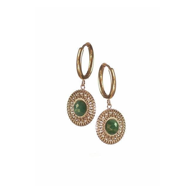 Filigree Round Earrings with Cut Stone
