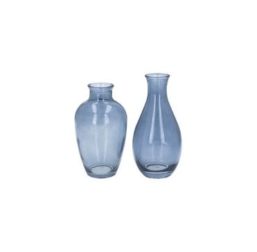 Blue Glass Tapered Bud Vase