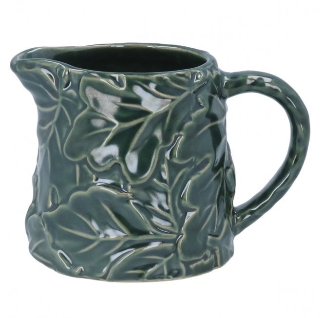 Green Stoneware Oak Leaf Jug