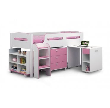 Kimbo Cabin Bed - White and Pink Finish