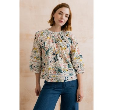 ZOE 3/4 SLEEVE BLOUSE HARDING - ECRU