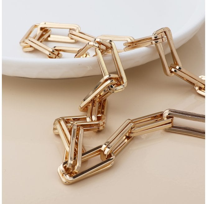 POM FAUX GOLD PLATED PAPERCLIP CHAIN NECKLACE