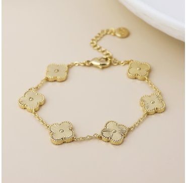 FAUX GOLD QUATREFOIL STATION BRACELET