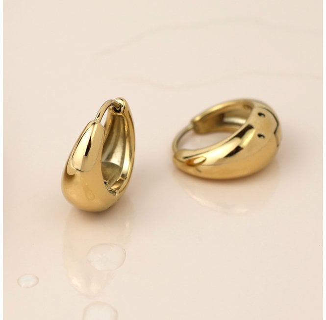 POM GOLD PLATED STAINLESS STEEL CHUNKY SIMPLE HUGGIE HOOPS