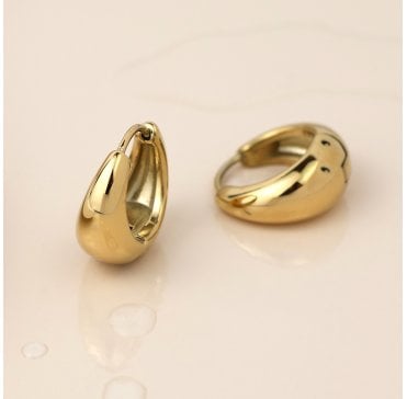 GOLD PLATED STAINLESS STEEL CHUNKY SIMPLE HUGGIE HOOPS
