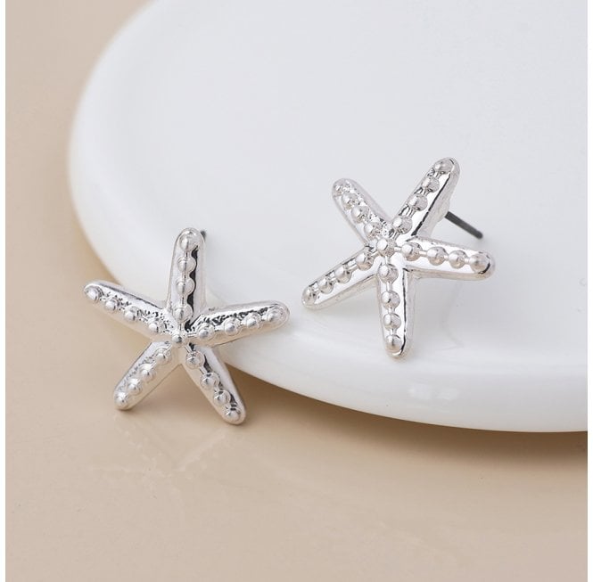 POM SILVER PLATED DOTTED STARFISH STUDS