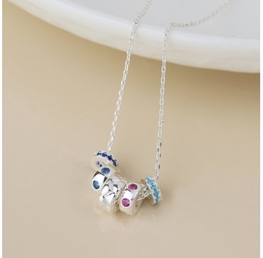 SILVER PLATED MULTI RING WITH CRYSTALS NECKLACE
