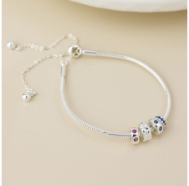 POM SILVER PLATED MULTI RING WITH CRYSTALS SNAKE BRACELET