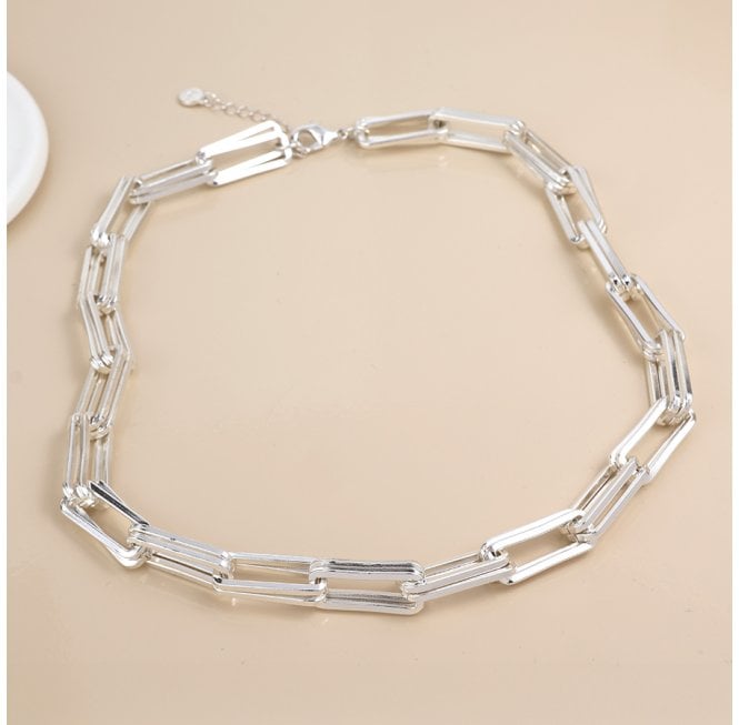 POM SILVER PLATED PAPERCLIP CHAIN NECKLACE