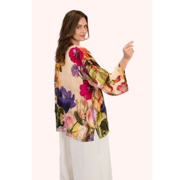 Cream Posy Mid-length Kimono