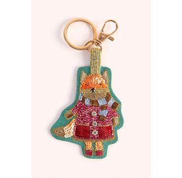 Fall Fox Beaded Keyring