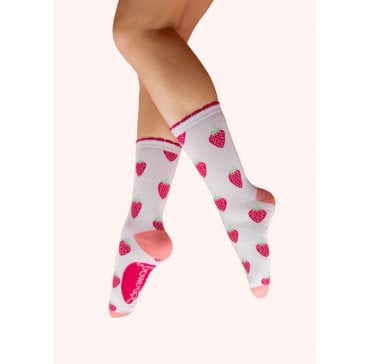 Succulent Strawberries Ankle Sock - Cream