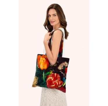 Velvet Tote Bag - Opulent Florals Chocolate