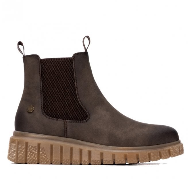 REFRESH Flatform Ankle Boot - Brown