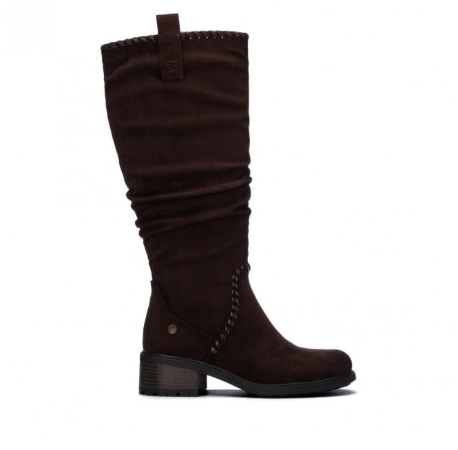 REFRESH Tall Ruched Boot - Brown