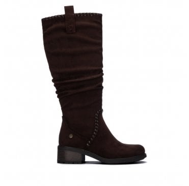 Tall Ruched Boot - Brown