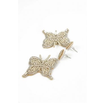 SILVER BEADED BUTTERFLY DROPS 