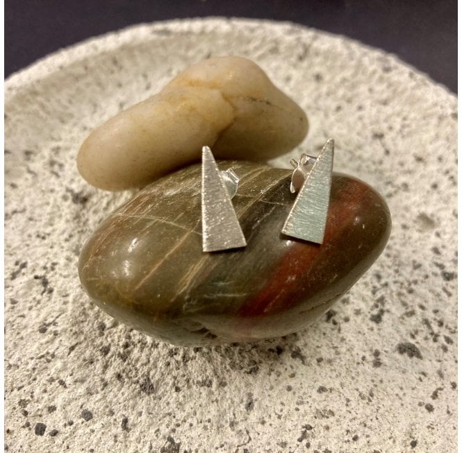 Siren Silver Silver Textured Triangle Studs