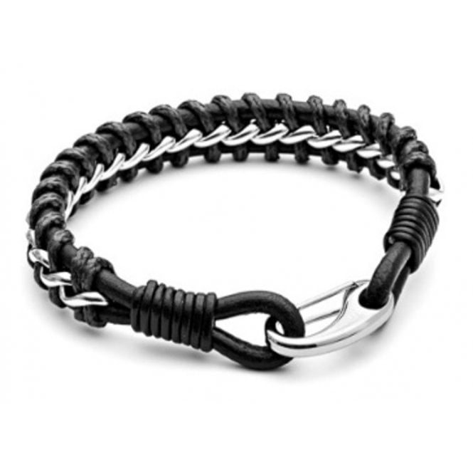 Tribal Leather Bracelet with Aluminium detail