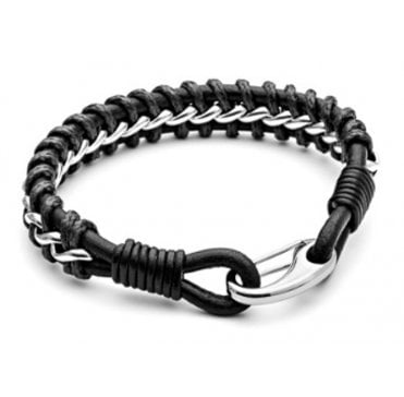 Tribal Leather Bracelet with Aluminium detail