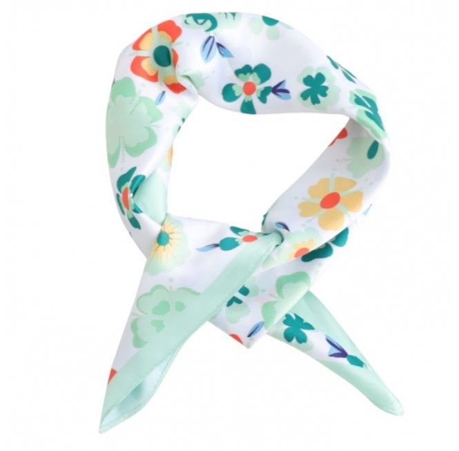 Vivid Flowers Square Scarf - Green