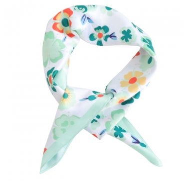 Vivid Flowers Square Scarf - Green