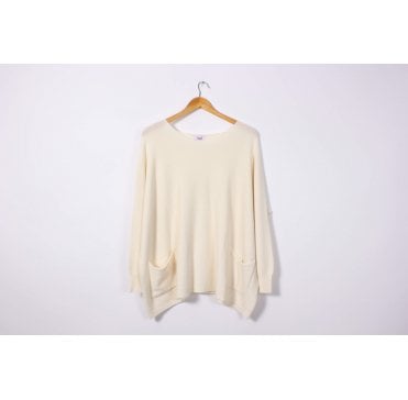 Cream Slouch Jumper with Pockets