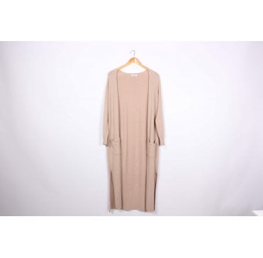 Luxe Camel Long Panel Pocket Knitted Cardigan