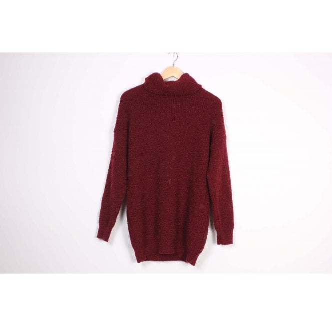 Winter Woodland Burgandy Cosy Roll Neck Knit Jumper