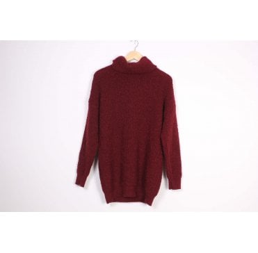 Burgandy Cosy Roll Neck Knit Jumper