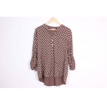 Chocolate Geo-Print Blouse