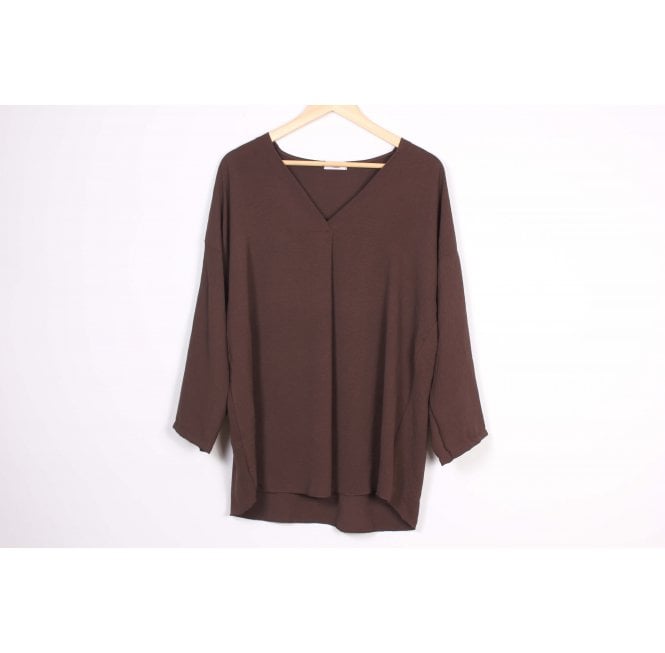 Winter Woodland Chocolate V-Neck Blouse