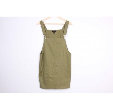 Khaki Pinafore Two Pocket Dress