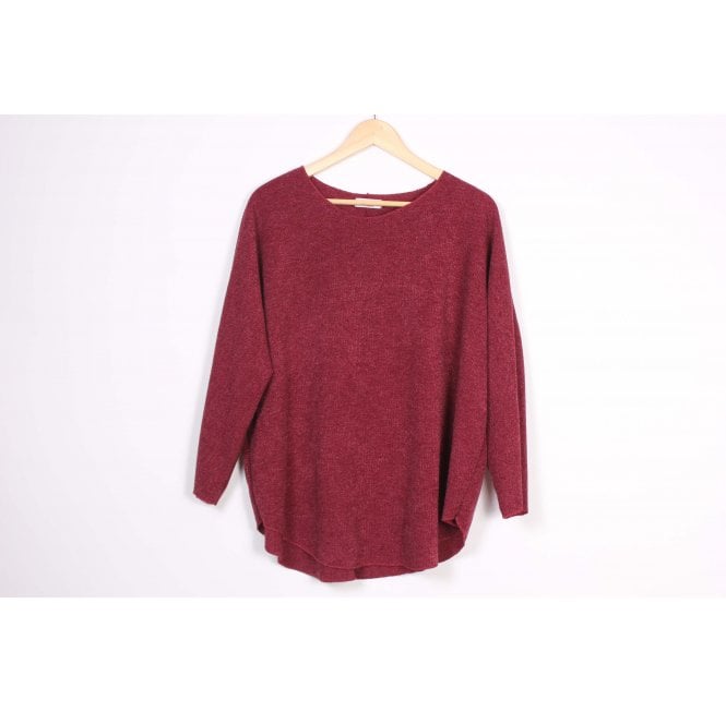 Winter Woodland Wine Knitted Marl Necklace Jumper